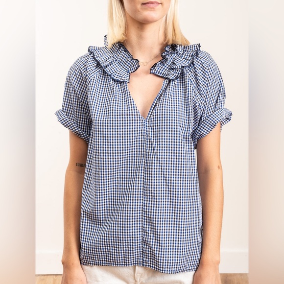 A Shirt Thing Margot Shirt in Navy Gingham Plaid Size P/S - Picture 11 of 11